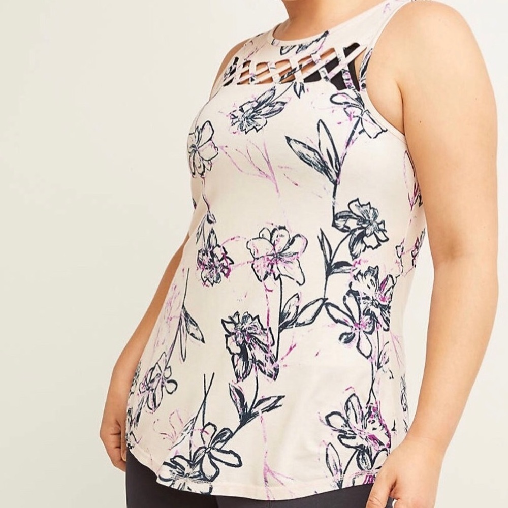 Livi Active Tank Floral Crisscross Yoke 14/16